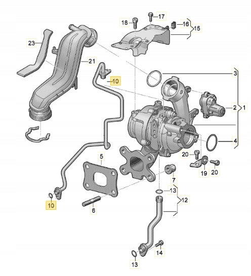 PRZEWÓD ZASILAJĄCY TURBO 05E145140N VW AUDI 1.5 OE