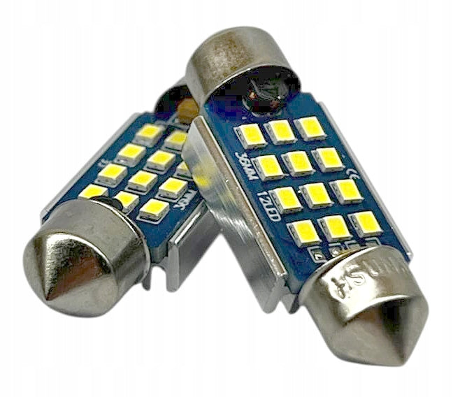 ŻARÓWKI LED C5W 36mm 12LED CANBUS 6000K 12-24V ZESTAW - 2 SZTUKI