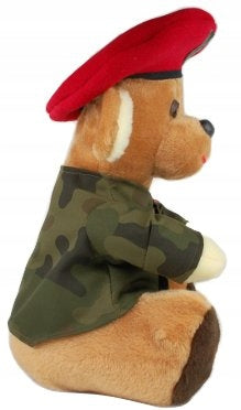 MASKOTKA MIŚ MA BERET WOJSKA POLSKIEGO CZERWONY PREZENT WOJSKOWEGO ŚWIĘTA