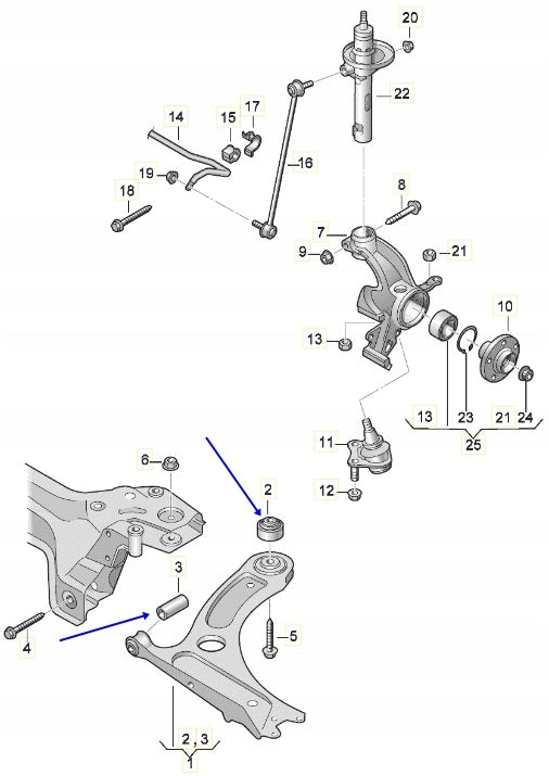 4 TULEJE WAHACZA VW BORA CADDY II 2 JETTA UP VENTO