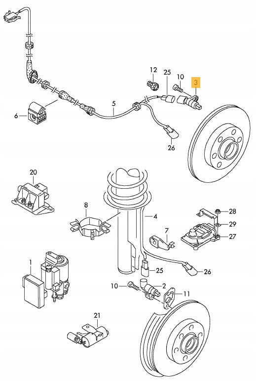 ORYGINALNY CZUJNIK ABS TYŁ PRAWY VW POLO 9N 6R 6C