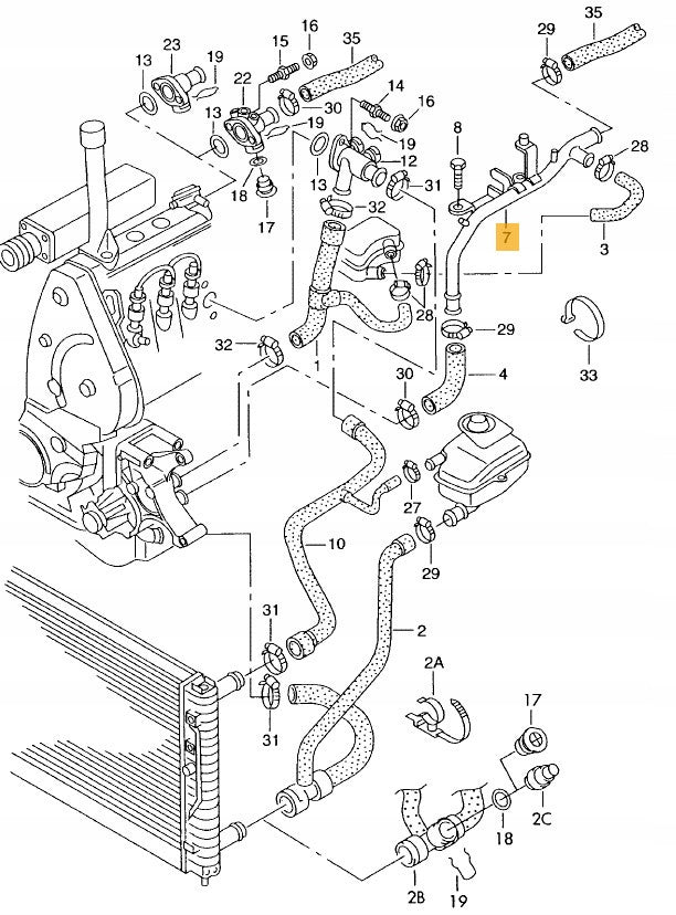 RURA WĄŻ PRZEWÓD CHŁODNICY WODY AUDI A4 B5 A6 C5 VW PASSAT B5 / B5FL 1.9TDi