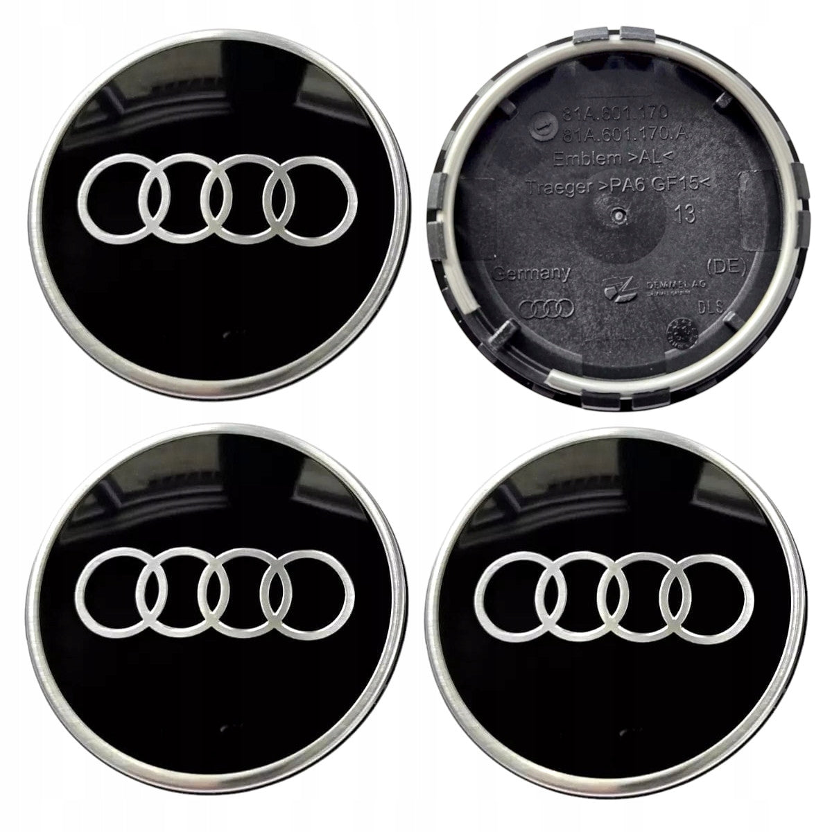 DEKIELEK AUDI ZNACZKI KAPSEL 61mm 81A601170 ZESTAW 4 SZTUKI 81A601170A RS