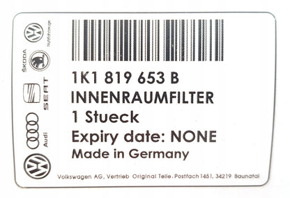 1K1819653B ORYGINAŁ FILTR KABINOWY WĘGLOWY CUK2939