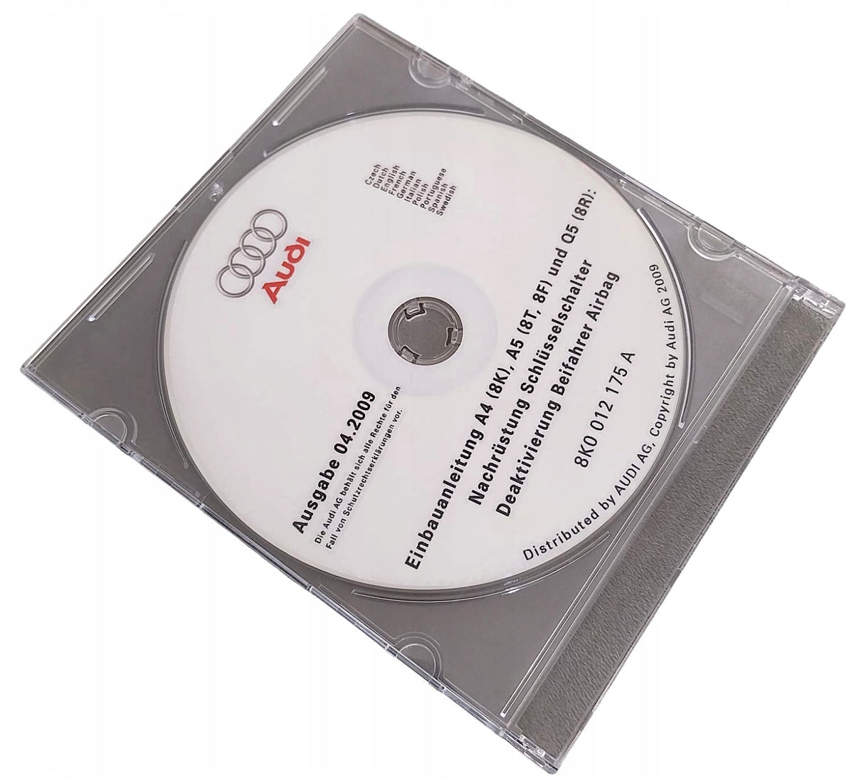 8K0012175A A4 A5 Q5 AUDI INSTRUKCJA ZABUDOWY DEZAKTYWACJI PODUSZKI AIRBAG